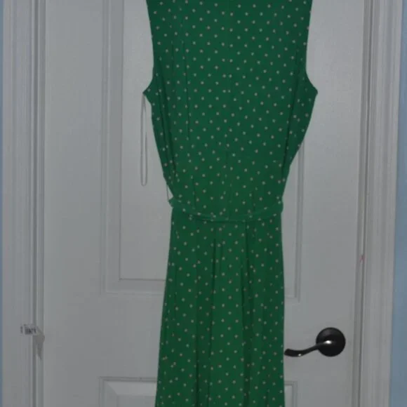 Pre-owned Kasper Dress size 16. Color green with white dots pattern - Picture 2 of 6